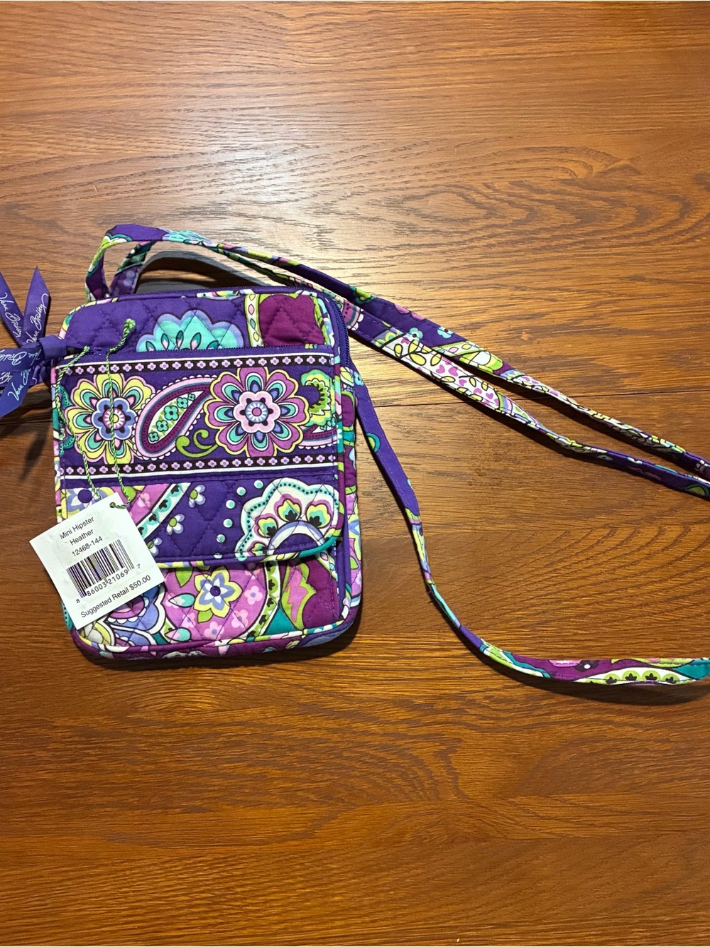 Vera Bradley Purple Floral Paisley Quilted Crossbody
